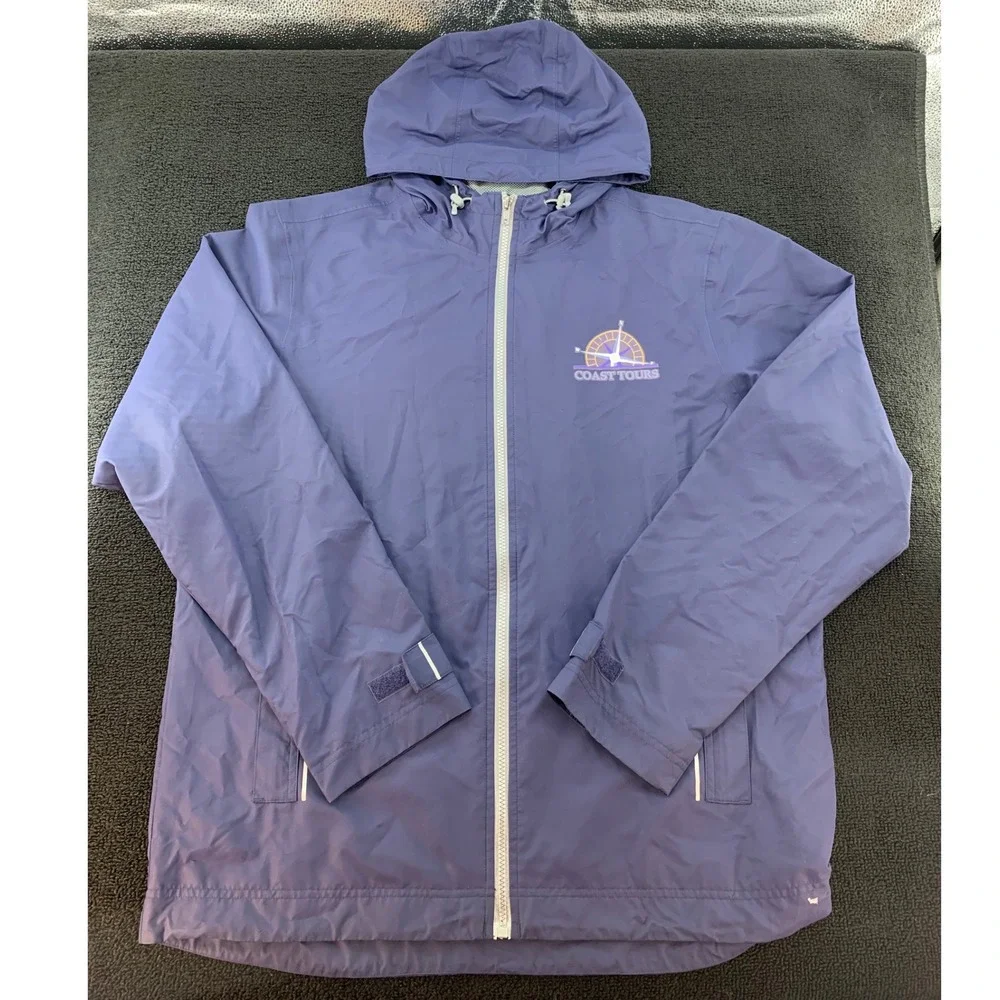 Port Authority Coast Tours Lightweight Hooded Windbreaker‎ Jacket Men's L Blue